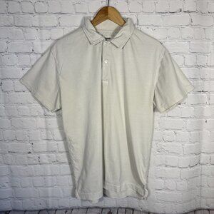 Buck Mason Polo Shirt Mens Large Beige Cotton Short Sleeve Business Preppy FLAW
